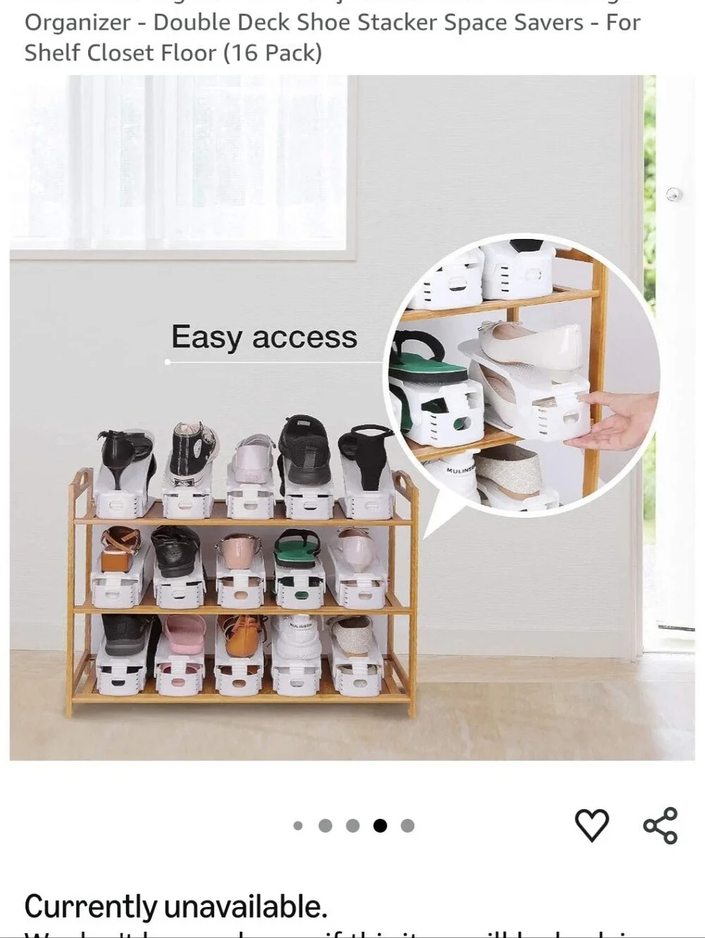 12 White plastic shoe organizers for closets